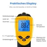 Etekcity Infrarot Thermometer -50 bis 610°C, Digital Pyrometer für Kochen, Pizzaofen & Industrie