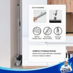 MR.SIGA Besen- & Kehrschaufelset mit langem Griff – Aufrechtes Kehr-Set für Bodenreinigung, Grau
