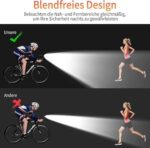 Deilin Fahrradlicht Set - USB Aufladbare LED Beleuchtung bis 70 Lux - IPX5 Wasserdichtes Front- & Rücklicht