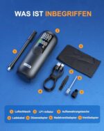 Woowind LP1 Akku-Kompressor - Elektrische Luftpumpe 150 PSI (10,3 Bar) mit 5 Modi, digitaler Anzeige & LED-Licht für Auto & Fahrrad
