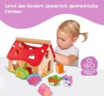 Eichhorn Holz Steckhaus – 15-teiliges Motorikspielzeug mit 12 Bausteinen, ab 1 Jahr, 18x17,5x18 cm