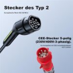 VDLPOWEREU Typ 2 EV-Ladekabel 11kW, 16A CEE, Mobile Wallbox, Einstellbarer Strom & Startzeit, 5M