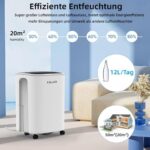 COLAZE 12L/Tag Luftentfeuchter – Elektrisch für Keller, Schlafzimmer & Badezimmer bis 50m³ (~20 m²) mit Digitalanzeige