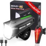 BOLEi LED Fahrradlicht Set 100 LUX - USB Aufladbare StVZO-zugelassene Fahrradbeleuchtung