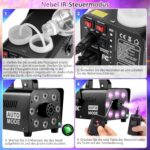 Nebelmaschine 500W mit RGB LED & Fernbedienung – AGPtEK Rauchmaschine 2000 CFM für Hochzeiten, Halloween & Shows
