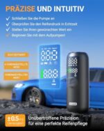 Woowind LP1 Akku-Kompressor - Elektrische Luftpumpe 150 PSI (10,3 Bar) mit 5 Modi, digitaler Anzeige & LED-Licht für Auto & Fahrrad