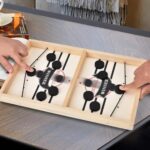Schnell Hockey Brettspiel aus Holz – 2-in-1 Tischhockey & Katapult, Tragbares Partyspiel für Familie & Freunde