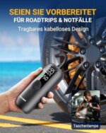 Woowind LP1 Akku-Kompressor - Elektrische Luftpumpe 150 PSI (10,3 Bar) mit 5 Modi, digitaler Anzeige & LED-Licht für Auto & Fahrrad
