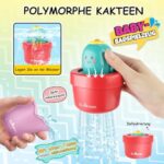 GILOBABY Badewannenspielzeug Set – Wasserspielzeug mit Bär, Kaktus & Tasse, Geschenk für Babys ab 6 Monaten