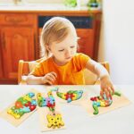 Holzpuzzle für Kleinkinder (1-3 Jahre) - Montessori Spielzeug, Pädagogisches Lernspielzeug, Geschenkset für 1-3 jährige Jungen & Mädchen - 4er-Pack