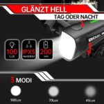 BOLEi LED Fahrradlicht Set 100 LUX - USB Aufladbare StVZO-zugelassene Fahrradbeleuchtung