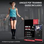 Springseil Speed Rope mit eBook & Ersatzkabel – Verstellbare Stahlseile, Profi Kugellager, Anti-Rutsch Griffe für Training & Workout
