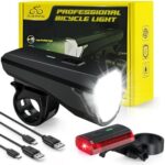 Gisaae Fahrradlicht Set - USB Wiederaufladbar - 1700mAh Akku, IPX4 Wasserdicht, Ideal für Nachtfahrten
