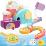 CUTE STONE Badespielzeug Set für Kinder – Schwimmende Spritztiere, Duschköpfe, Wasserrutsche & Angelspiel
