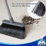 MR.SIGA Besen- & Kehrschaufelset mit langem Griff – Aufrechtes Kehr-Set für Bodenreinigung, Grau