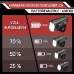 BOLEi LED Fahrradlicht Set 100 LUX - USB Aufladbare StVZO-zugelassene Fahrradbeleuchtung