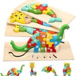 Holzpuzzle für Kleinkinder (1-3 Jahre) - Montessori Spielzeug, Pädagogisches Lernspielzeug, Geschenkset für 1-3 jährige Jungen & Mädchen - 4er-Pack