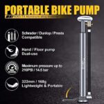 Tiakia Fahrradpumpe – Tragbare Mini Luftpumpe (210 PSI) für Presta, Schrader & Dunlop
