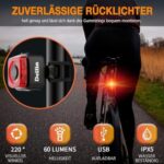 Deilin Fahrradlicht Set - USB Aufladbare LED Beleuchtung bis 70 Lux - IPX5 Wasserdichtes Front- & Rücklicht