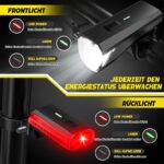 Gisaae Fahrradlicht Set - USB Wiederaufladbar - 1700mAh Akku, IPX4 Wasserdicht, Ideal für Nachtfahrten