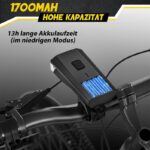 Gisaae Fahrradlicht Set - USB Wiederaufladbar - 1700mAh Akku, IPX4 Wasserdicht, Ideal für Nachtfahrten
