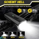 Gisaae Fahrradlicht Set - USB Wiederaufladbar - 1700mAh Akku, IPX4 Wasserdicht, Ideal für Nachtfahrten