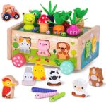 Montessori Spielzeug ab 1 Jahr – Holz Karotten Steckspiel für Mädchen & Jungen | Motorikspielzeug & Geschenk