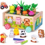 Montessori Spielzeug ab 1 Jahr – Holz Karotten Steckspiel für Mädchen & Jungen | Motorikspielzeug & Geschenk