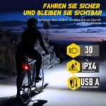 Gisaae Fahrradlicht Set - USB Wiederaufladbar - 1700mAh Akku, IPX4 Wasserdicht, Ideal für Nachtfahrten