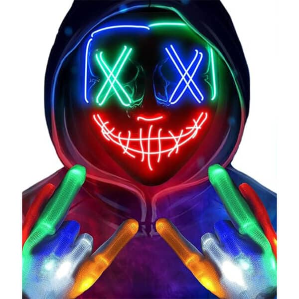 AnanBros Horror LED Halloween Maske Totenkopf Handschuhe Kostüm Herren