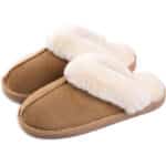 Misolin Winter Hausschuhe Damen & Herren – Weiche Plüsch Slippers mit Faux-Pelz, Rutschfest für Indoor/Outdoor