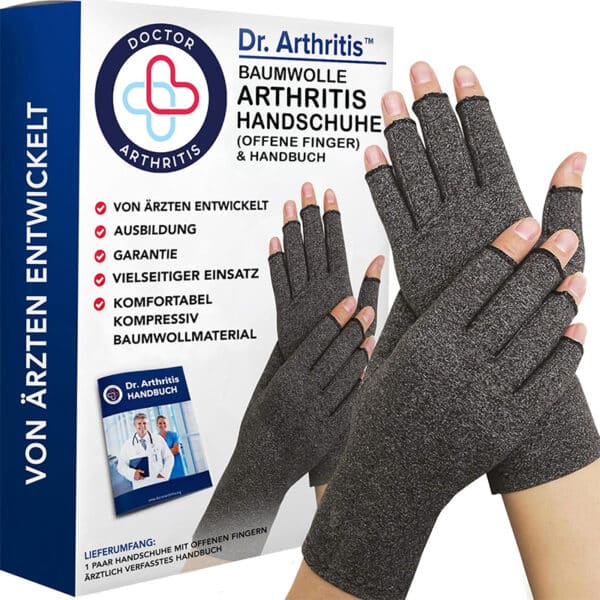Ärztlich Entworfen: Kompressionshandschuhe für Arthritis & Sehnenscheidenentzündung – Bequeme Fingerlose Handbandage
