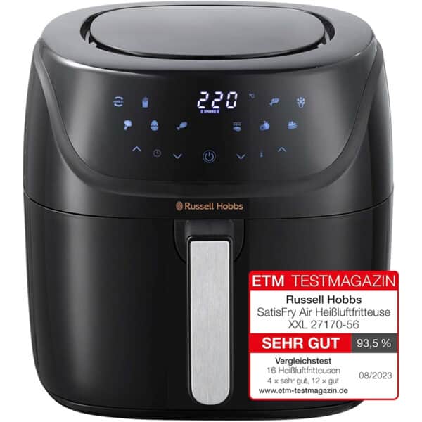 Russell Hobbs XXL 8L Heißluftfritteuse - Kompakt, 7 Funktionen, 10 Programme, Rapid Air bis 220°C, Ölfrei Frittieren, Grillen & Backen