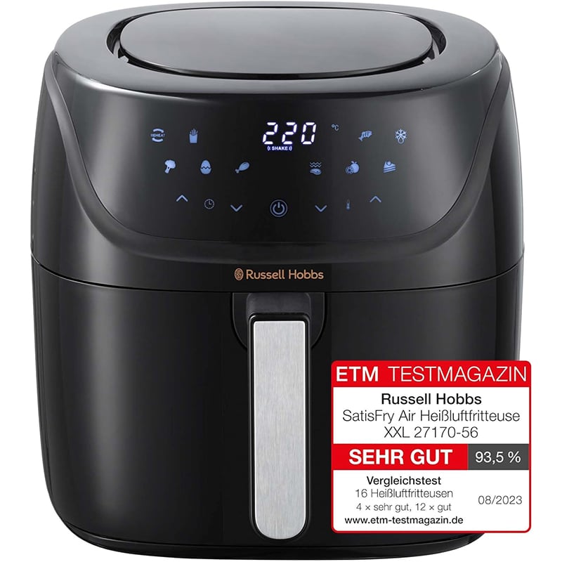 Russell Hobbs XXL 8L Heißluftfritteuse - Kompakt, 7 Funktionen, 10 Programme, Rapid Air bis 220°C, Ölfrei Frittieren, Grillen & Backen