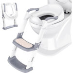 Höhenverstellbarer Kinder WC Toilettensitz mit Treppe – Klappbarer Töpfchen Toilettentrainer für Jungen & Mädchen