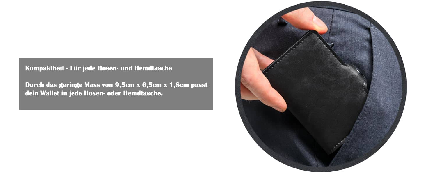 slimfin® Slim Wallet mit Münzfach - Herren Kartenetui & Geldbörse mit RFID Schutz - Unisex