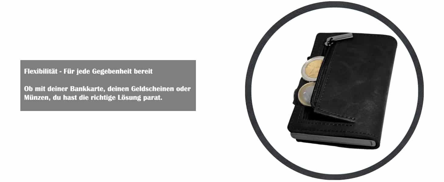 slimfin® Slim Wallet mit Münzfach - Herren Kartenetui & Geldbörse mit RFID Schutz - Unisex