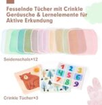 hahaland Montessori Spielzeug für Babys ab 6 Monaten – Sensorische Tissue Box mit Stofftüchern und Kontrastfarben für Lern- und Spielspass