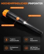 SUNPOW Metalldetektor Pinpointer - Wasserdicht IP68, 360° Suchbereich