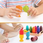 Montessori Holzspielzeug für 1-3 Jahre | 12 Holzeier mit Eierbechern | Motorik- und Sortierspiel für Kinder | Lernspielzeug für Ostern & Geschenke
