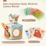 hahaland Montessori Spielzeug für Babys ab 6 Monaten – Sensorische Tissue Box mit Stofftüchern und Kontrastfarben für Lern- und Spielspass