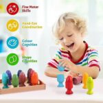 Montessori Holzspielzeug für 1-3 Jahre | 12 Holzeier mit Eierbechern | Motorik- und Sortierspiel für Kinder | Lernspielzeug für Ostern & Geschenke