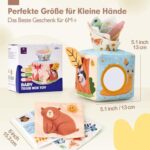 hahaland Montessori Spielzeug für Babys ab 6 Monaten – Sensorische Tissue Box mit Stofftüchern und Kontrastfarben für Lern- und Spielspass
