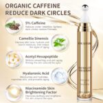 Koffein Augenserum 20ml – Gegen Augenringe, Schwellungen & Falten mit 360° Massage-Roller