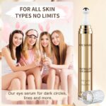 Koffein Augenserum 20ml – Gegen Augenringe, Schwellungen & Falten mit 360° Massage-Roller
