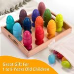 Montessori Holzspielzeug für 1-3 Jahre | 12 Holzeier mit Eierbechern | Motorik- und Sortierspiel für Kinder | Lernspielzeug für Ostern & Geschenke