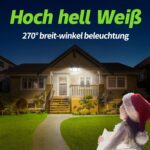 INTELAMP 6000 mAh Solarlampen Aussen mit Bewegungsmelder, 108 LED, IP65 Wasserdicht für Terrasse, Hof & Garage [Energieklasse A]