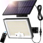 SIGRILL 172LED Solarleuchte mit Bewegungsmelder, IP65 Außenstrahler für Garten & Garage