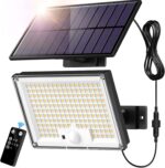 SIGRILL 172LED Solarleuchte mit Bewegungsmelder, IP65 Außenstrahler für Garten & Garage