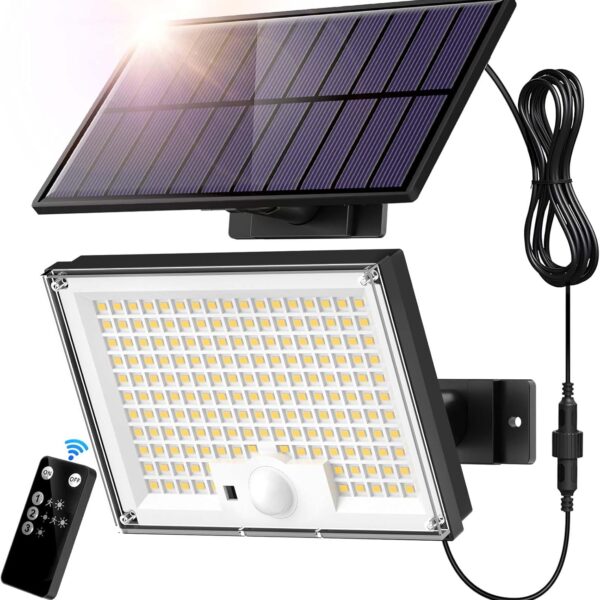 SIGRILL 172LED Solarleuchte mit Bewegungsmelder, IP65 Außenstrahler für Garten & Garage